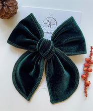 Load image into Gallery viewer, Evergreen Velvet Bows and Headbands