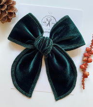 Load image into Gallery viewer, Evergreen Velvet Bows and Headbands
