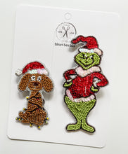 Load image into Gallery viewer, *PREORDER* Grinchy Beaded Clips & Headbands