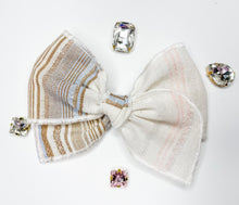 Load image into Gallery viewer, Blue Stripe Linen Bows