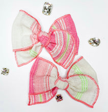 Load image into Gallery viewer, Pink Stripe Linen Bows