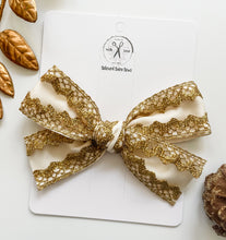 Load image into Gallery viewer, Ivory and Dark Gold Lace Gwenna Bows
