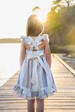 Load image into Gallery viewer, Blue Stripe Linen Bows