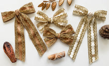 Load image into Gallery viewer, Ivory and Dark Gold Lace Gwenna Bows