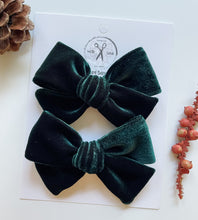 Load image into Gallery viewer, Evergreen Velvet Bows and Headbands