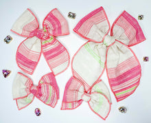 Load image into Gallery viewer, Pink Stripe Linen Bows