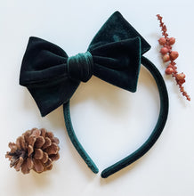 Load image into Gallery viewer, Evergreen Velvet Bows and Headbands