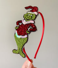 Load image into Gallery viewer, *PREORDER* Grinchy Beaded Clips & Headbands
