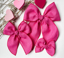 Load image into Gallery viewer, Hot Pink Linen Beloved Bows and Headbands