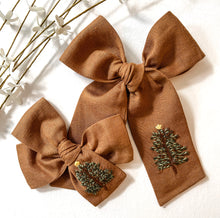 Load image into Gallery viewer, Holiday Pine Embroidered Jayleigh and Handtied Bows