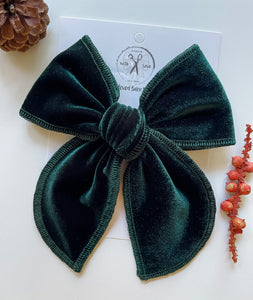 Evergreen Velvet Bows and Headbands