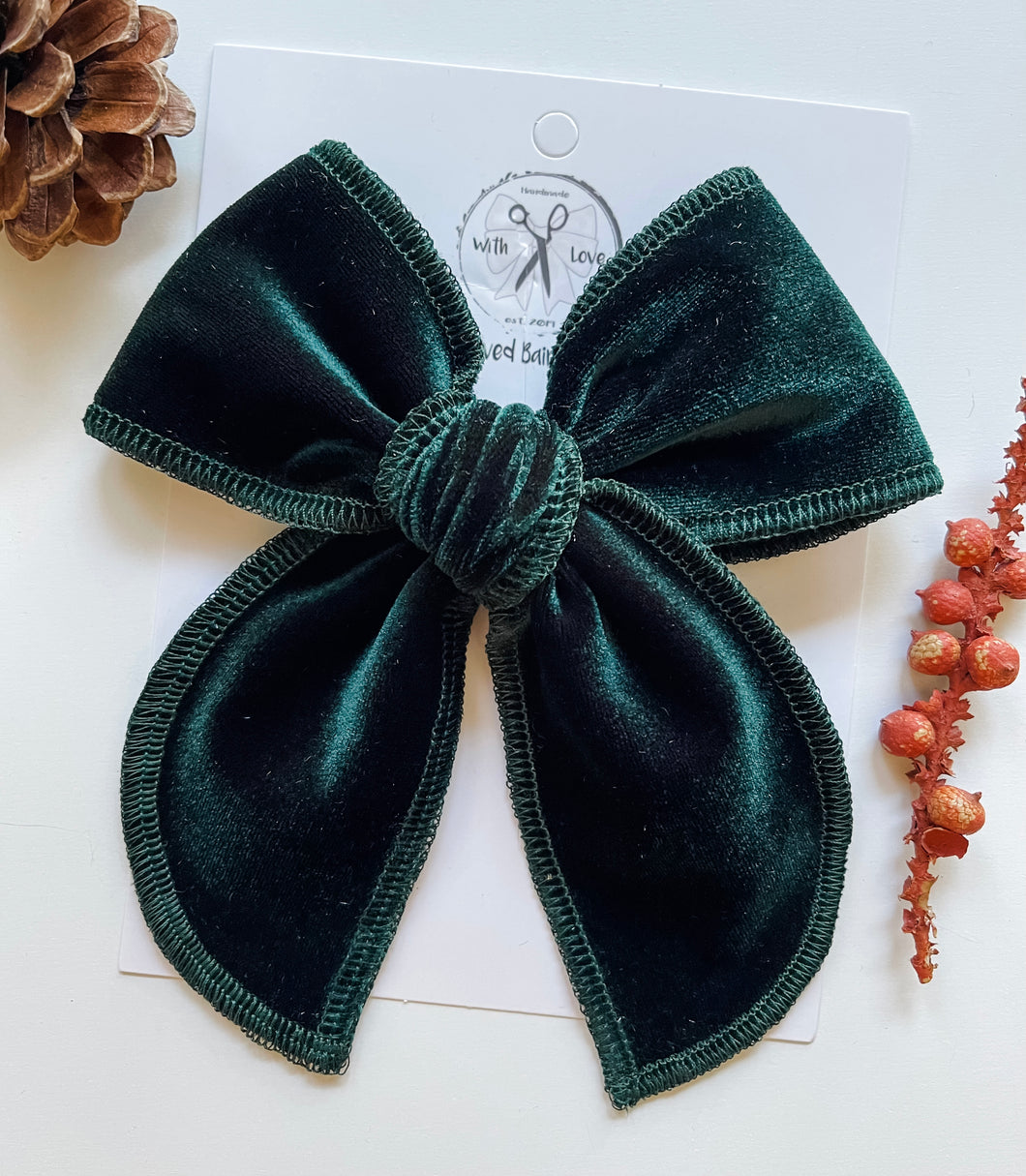 Evergreen Velvet Bows and Headbands