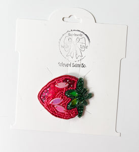 Strawberry Beaded Clips