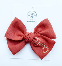 Load image into Gallery viewer, *4 Week TAT* Ginger Linen Name Bows