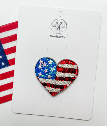 *PREORDER* USA Heart Beaded Clips