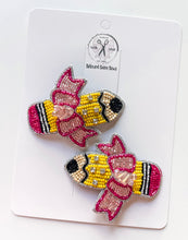 Load image into Gallery viewer, *6 Week TAT* Bows &amp; Pencils Beaded Hair Clips (Copy)