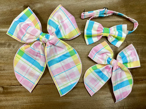 Bella & Omi Easter Plaid Bows and Bow Ties