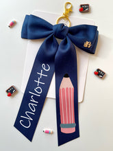 Load image into Gallery viewer, *PREORDER* Navy Satin Keychains and Hair Bows