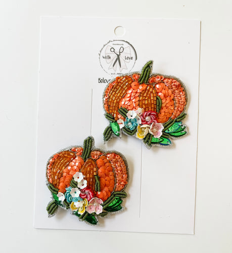 *4 Week TAT* Pumpkin Floral Beaded Clips