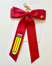 Load image into Gallery viewer, *PREORDER* Red Pencil Bows &amp; Backpack Keychains