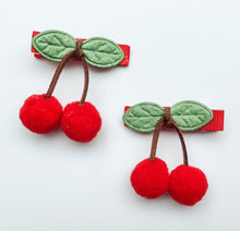 Load image into Gallery viewer, Cherry Felted Hair Clips