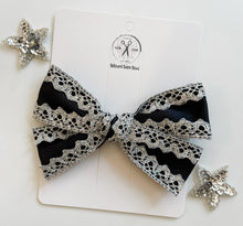 Load image into Gallery viewer, Black with Gold and Silver Lace Gwenna Bows