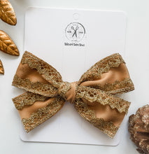 Load image into Gallery viewer, Ivory and Dark Gold Lace Gwenna Bows