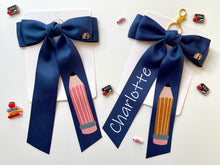 Load image into Gallery viewer, *PREORDER* Navy Satin Keychains and Hair Bows