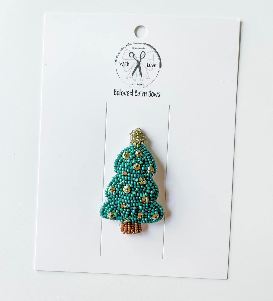 Christmas Tree (Green) Beaded Clips