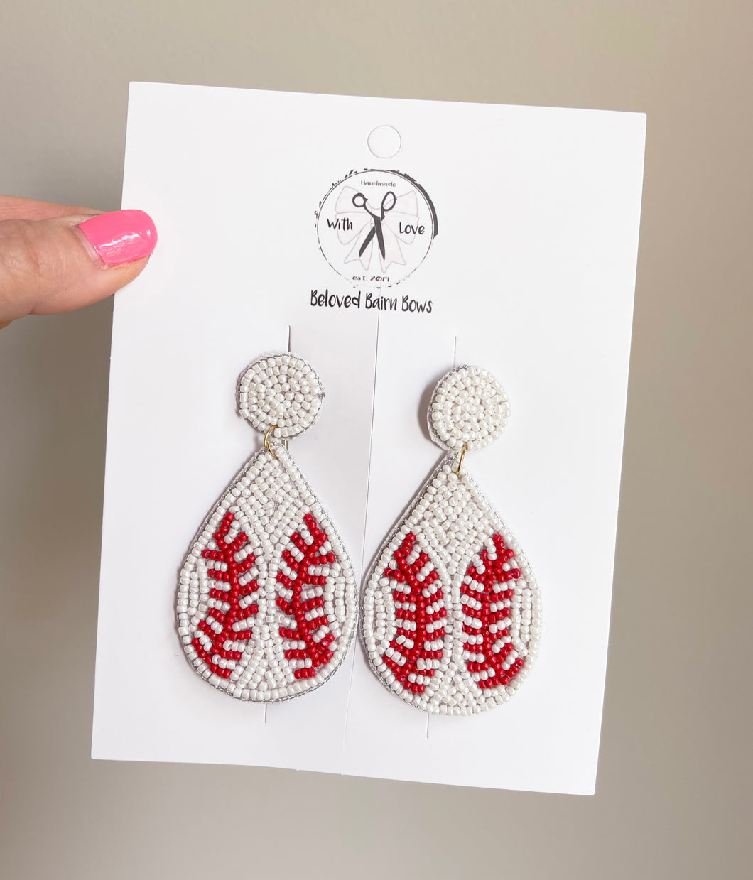 Baseball Beaded Earrings