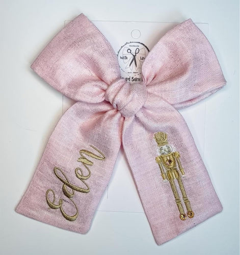 *PREORDER* Pink Gold Foil Nutcracker Jayleigh Name Bow