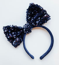 Load image into Gallery viewer, *2 Week TAT* Navy Sequin Bows &amp; Headbands