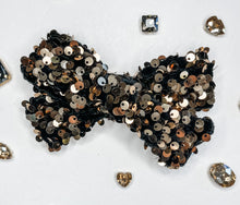 Load image into Gallery viewer, *PREORDER* Gold &amp; Black Sequin Bows &amp; Headbands
