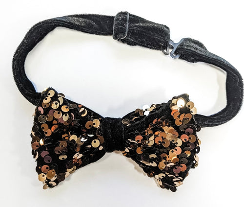 Gold & Black Sequin Bow tie