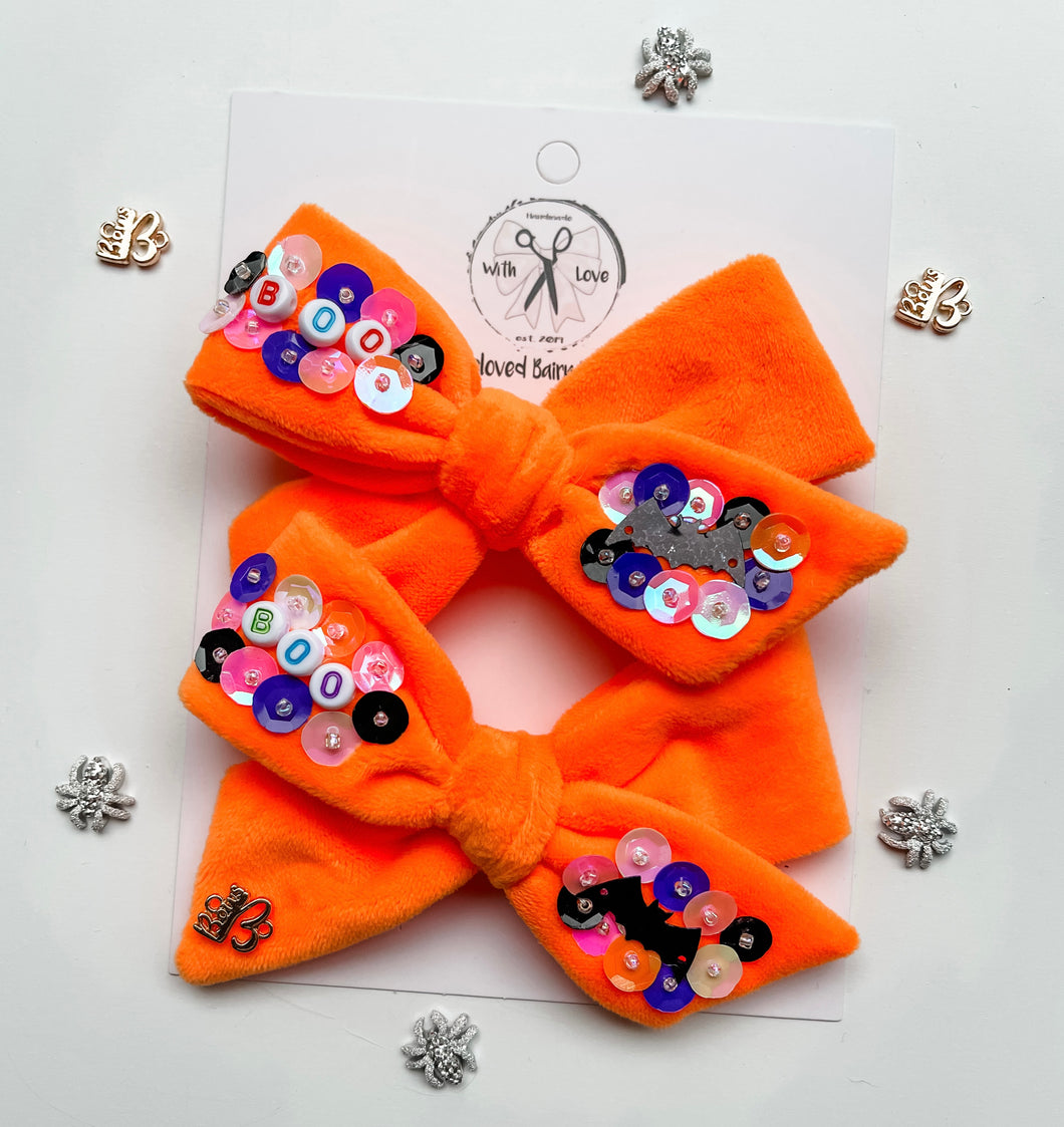 *SALE* Batty Orange Embellished Bows