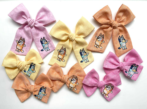 *4 Week TAT* Bluey & Bingo Embroidered Bows