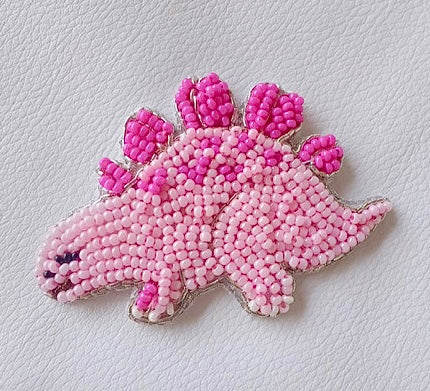 *4-6 Week TAT* Stegosaurus Pink Beaded Clips