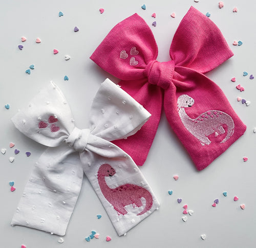 Love, Dino Embroidered Bows