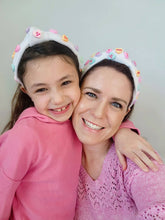 Load image into Gallery viewer, Conversation Hearts White Velvet Headband Mommy + Me