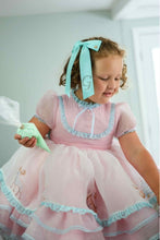 Load image into Gallery viewer, *PREORDER* Aqua Rhinestone Monogram Satin Bows