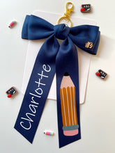 Load image into Gallery viewer, *PREORDER* Navy Satin Keychains and Hair Bows