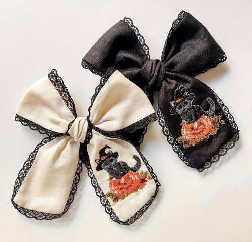 *PREORDER* Halloween Kitty Embroidered Jayleigh with Lace