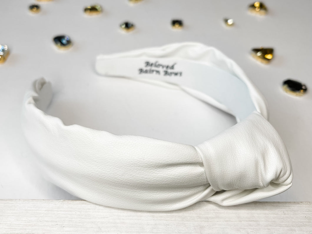 White (Adult + Youth) Faux Leather Headband