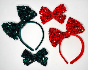 Red Sequin Bows & Headbands  to