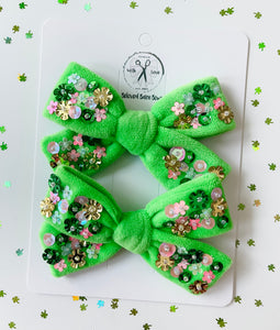 Shamrock Green Embellished Velvets