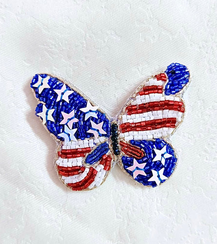 *PREORDER* RWB Butterfly Beaded Clips