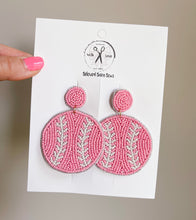 Load image into Gallery viewer, Softball Beaded Earrings (Pink)