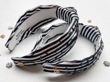 Load image into Gallery viewer, Black &amp; White Striped Satin Headband