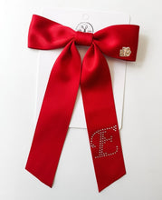 Load image into Gallery viewer, *PREORDER* Red Rhinestone Monogram Satin Bows