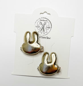 Gold Bunny Faux Leather Clips